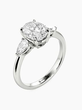 “The Flourishing” Oval Cut 3-Stone Ring, 10K White Gold, NWT| Size 5.5